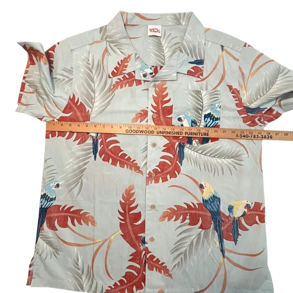 Barefoot In Paradise Hawaiian Shirt Mens Size XL SS Cotton Blue Parrots NWOT‎ - Picture 3 of 9